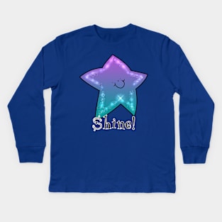 Shine! (Blue) Kids Long Sleeve T-Shirt